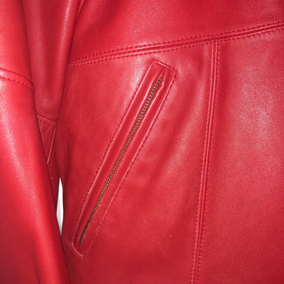 JNBY red cow leather jacket M - Picture 7 of 9